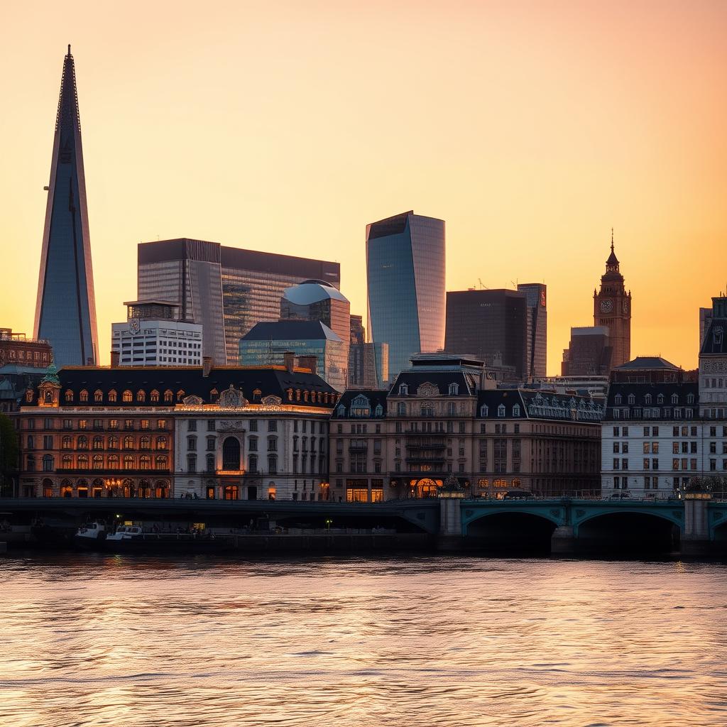 Luxury hotels in London skyline