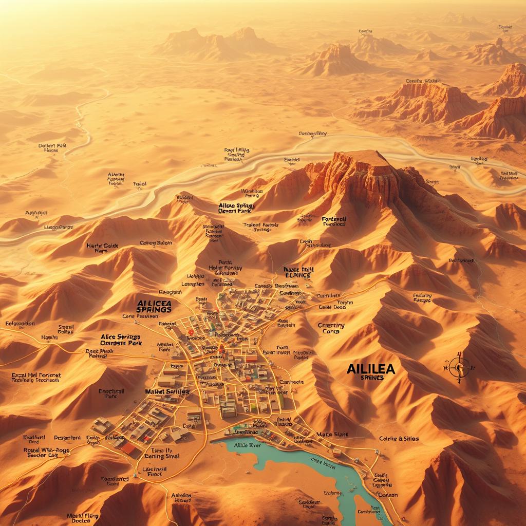 Alice Springs Travel Attractions Map